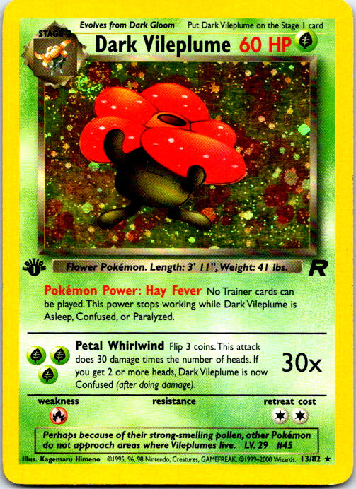 💚 Dark Vileplume #13 Team Rocket 1st Edition Holo PSA GRADE 8! SHOOT OFFER!💨