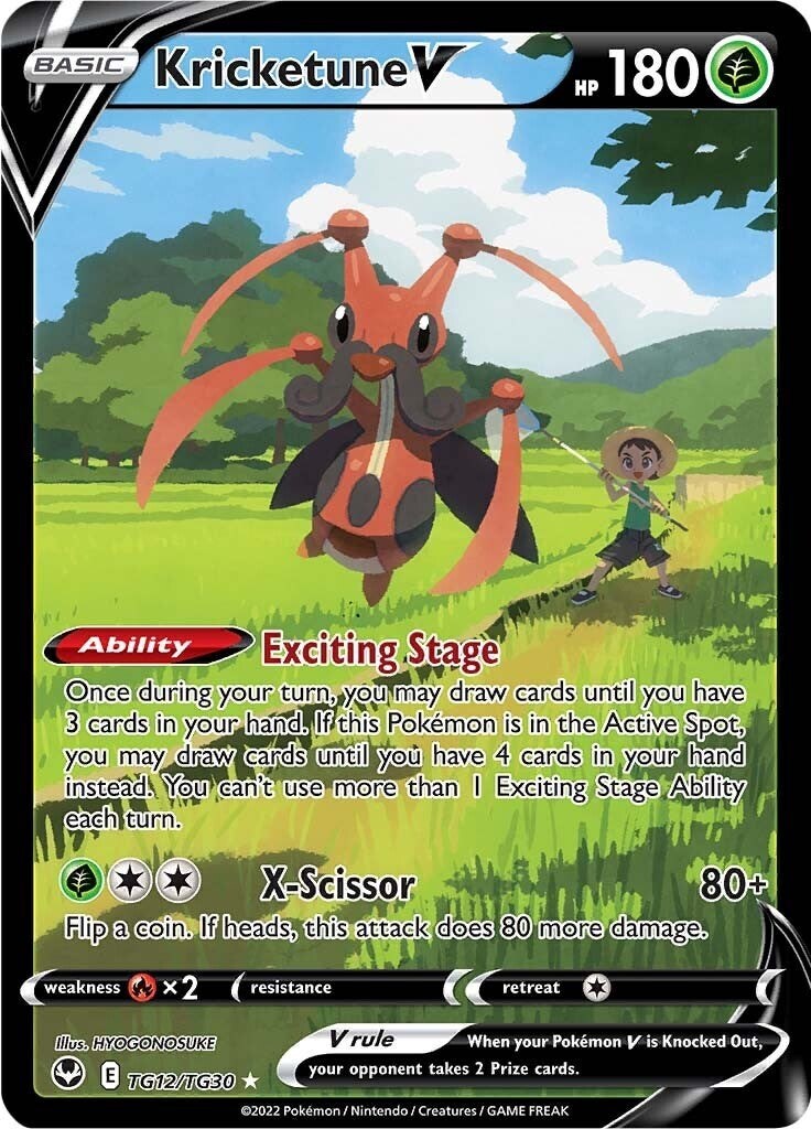 ‼️Pokemon Kricketune V TG12/TG30: Silver Tempest Trainer GRADE 10~SHOOT OFFER!💨