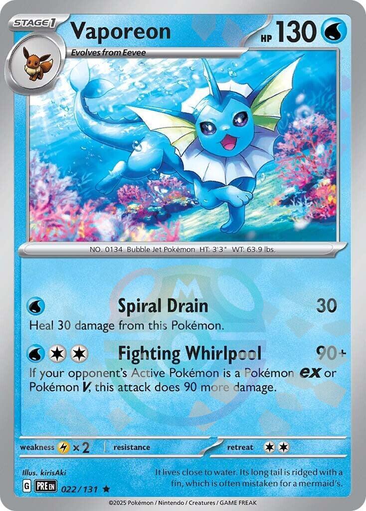‼️Vaporeon Master Ball HOLO #022: Prismatic Evolutions TAG GRADE 8.5 SHIPS FAST