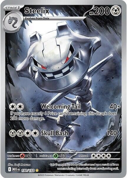 ‼️Steelix 150/132: Mega Evolution Holo GRADE 10 PRISTINE GOLD LABEL TOP POP!💨