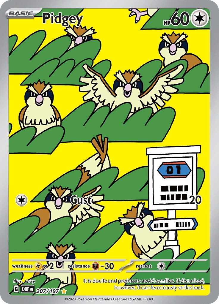 ‼️Pokemon Pidgey 207/197: Obsidian Flames Holo GRADE 9.5! FAST SHIP~SHOOT OFFER!