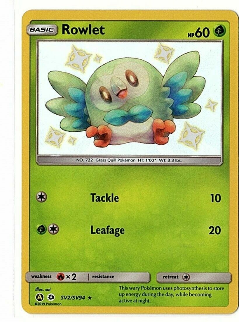💚 Rowlet SV2 Hidden Fates Shiny Vault Holo~PRISTINE 10 GOLD LABEL LOW POP💨