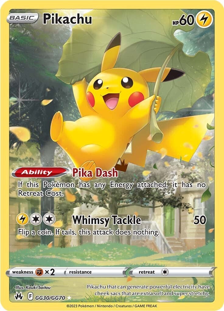 ‼️2023 POKEMON CROWN ZENITH GG30 PIKACHU HOLOGRAPHIC GALARIAN GALLERY GRADE 10💨