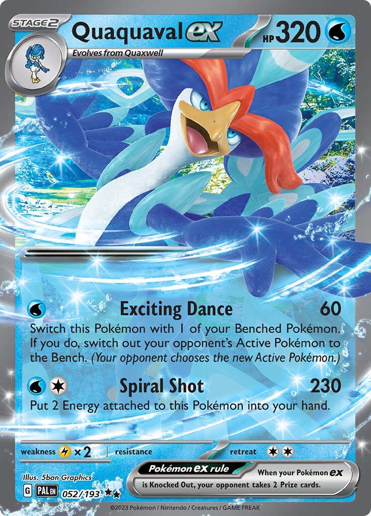 ‼️Pokemon Quaquaval ex 052/193: Paldea Evolved Holo GRADE 10~ SHOOT OFFER!💨