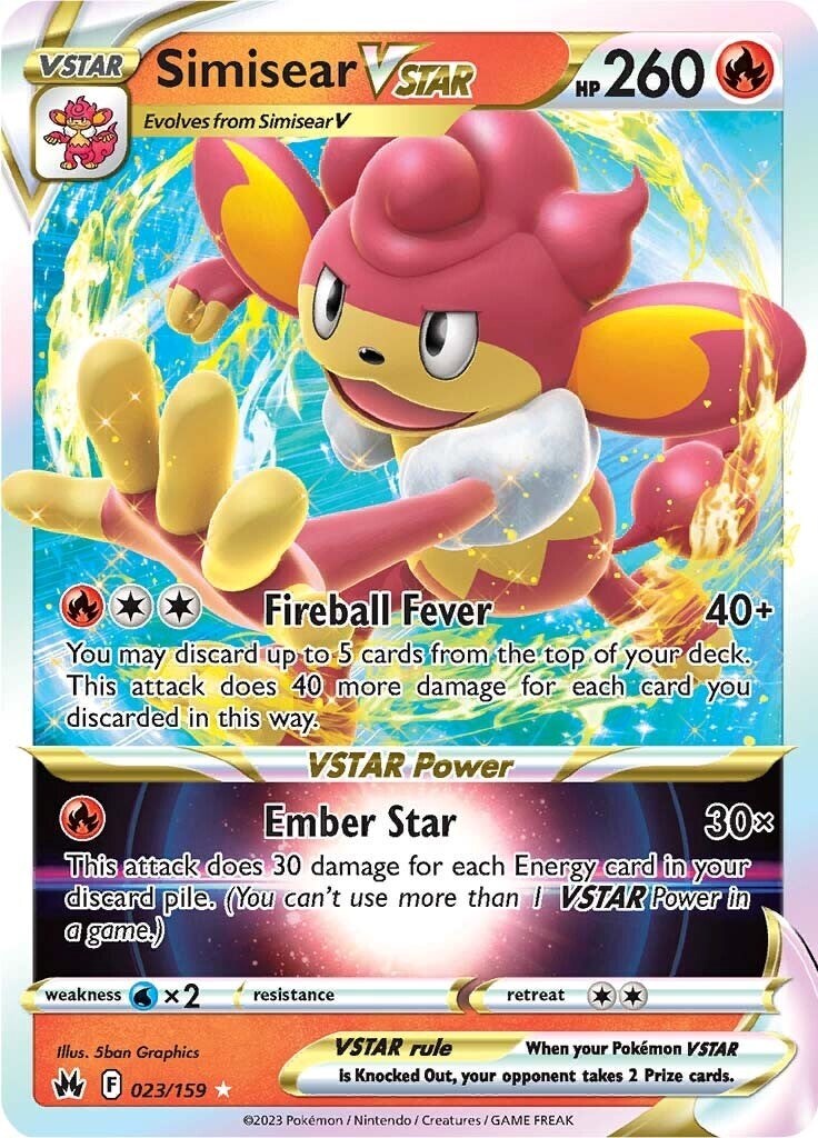 ‼️Pokemon Simisear VSTAR 023/159 Crown Zenith Holo GRADE 10~ SAME DAY SHIP!💨
