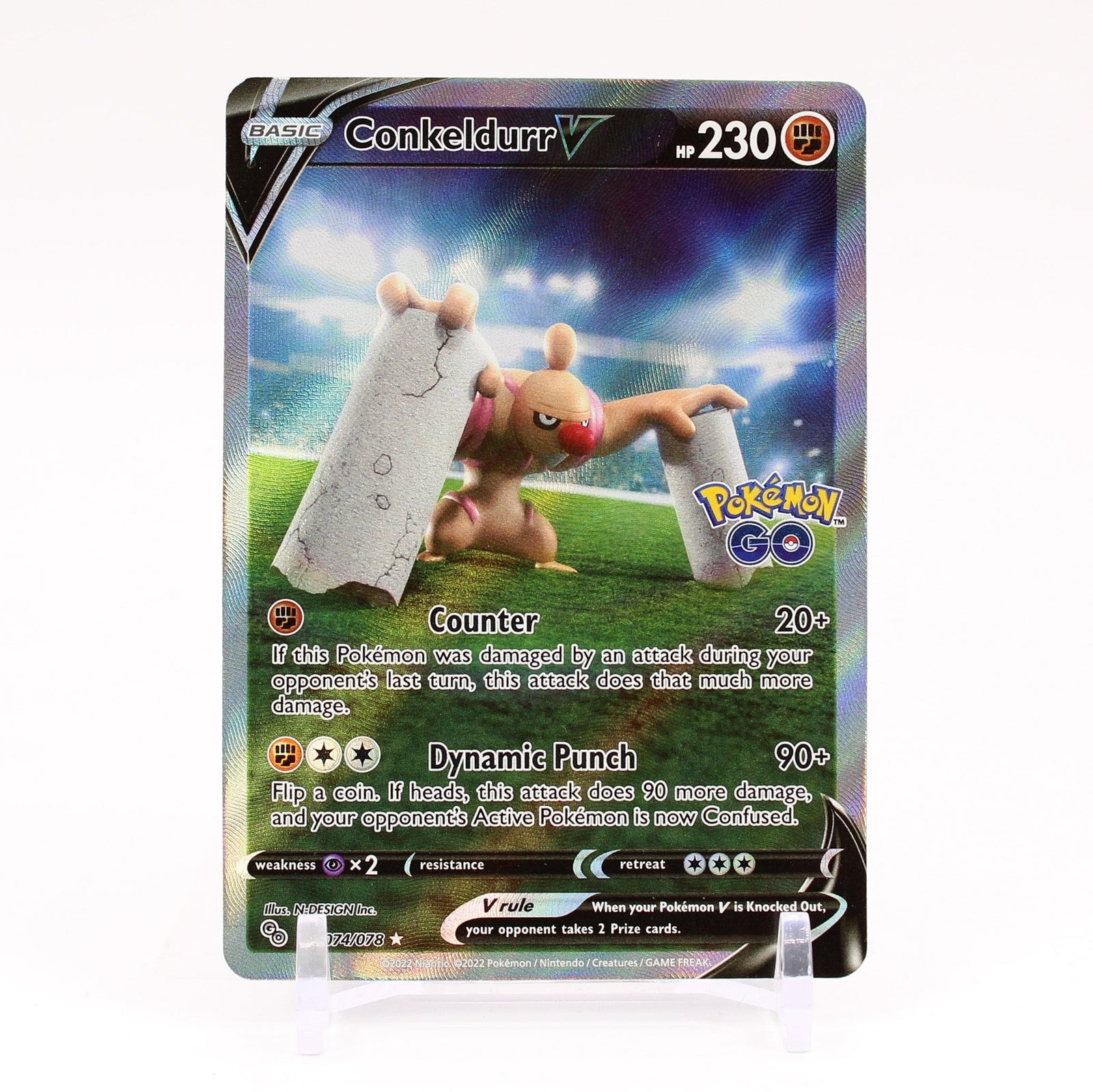 ⚠️ Conkeldurr V 074/078 Pokémon GO Holo~ TAG GRADE 9~ FAST SHIP SHOOT OFFER!💨