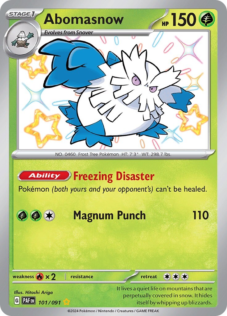 ‼️Abomasnow 101/091 SV: Paldean Fates Holo BABY SHINY GRADE 9! SHOOT OFFER!💨