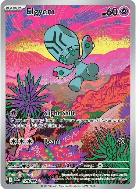 ‼️ELGYEM 2025 POKÉMON SCARLET & VIOLET BLACK BOLT #120 ILLUSTRATION RARE TAG 9💨