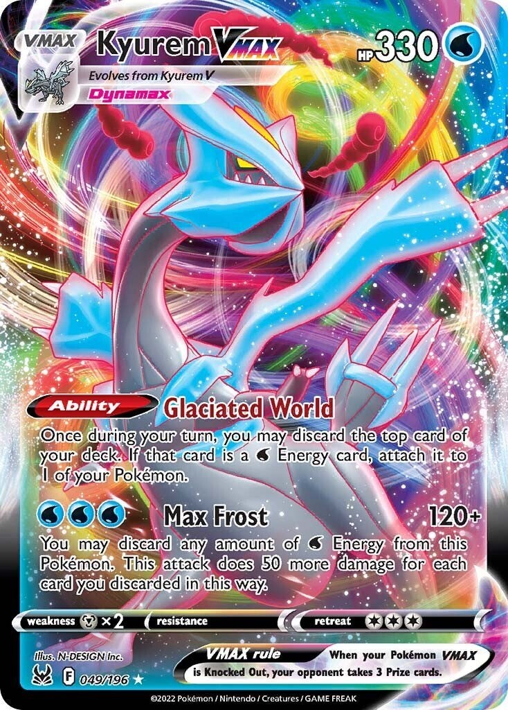 ‼️Pokemon Kyurem VMAX 049/196: Lost Origin Holo GRADE 10~FAST SHIP~SHOOT OFFER💨