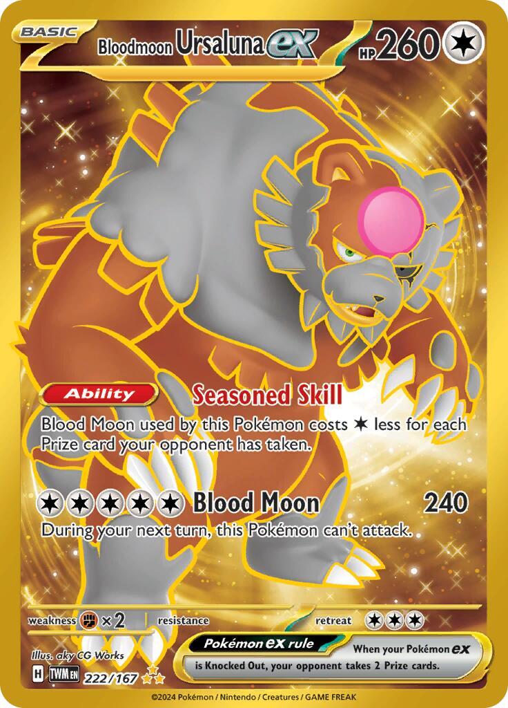 ‼️Pokemon Bloodmoon Ursaluna ex 222/167: Twilight Masquerade Holo GRADE 10!💨