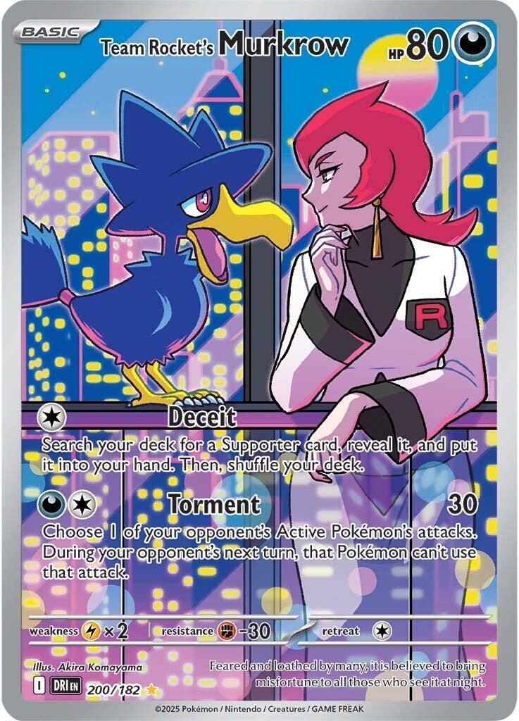 ‼️Team Rocket's Murkrow 200/182: Destined Rivals Holo TAG GRADE 10! FAST SHIP!💨