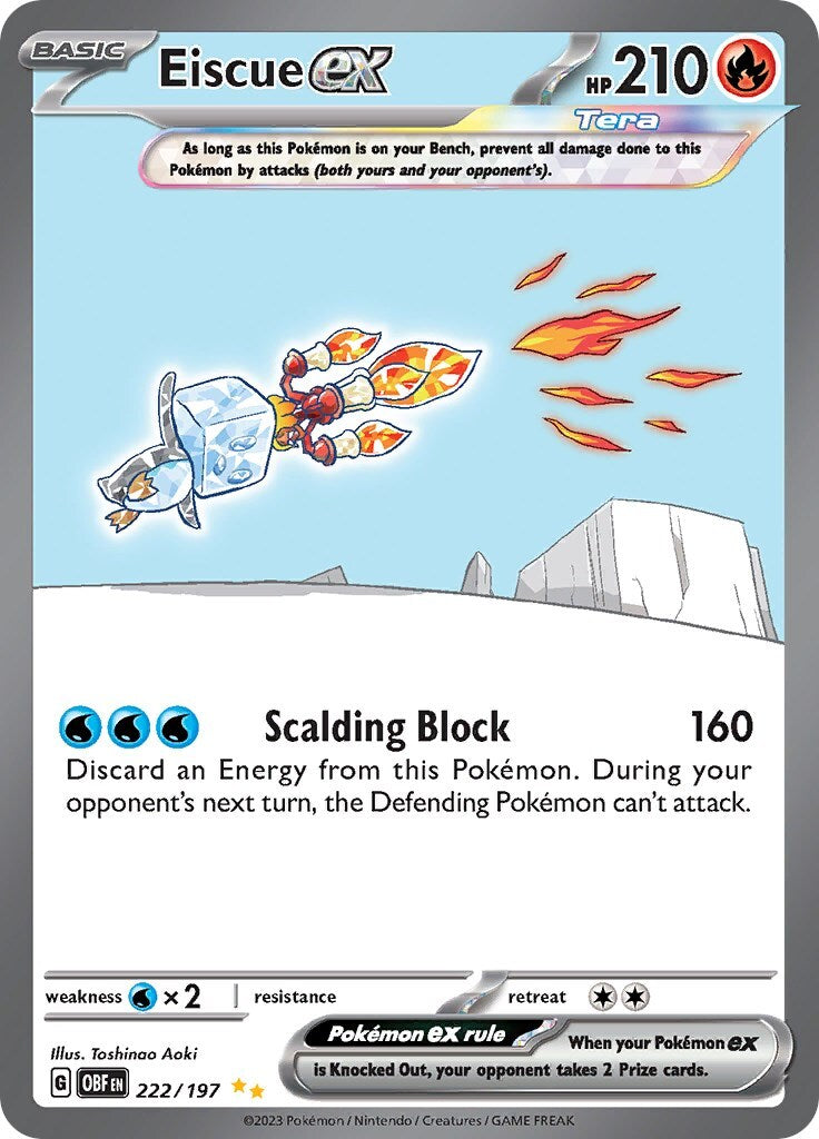‼️2023 POKEMON OBSIDIAN FLAMES #222 EISCUE EX SPECIAL ILLUSTRATION RARE GRADE 10