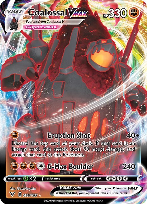 ‼️Coalossal VMAX 099/185 Swsh04: Vivid Voltage Holo GRADE 10! SHIPS SAME DAY!💨