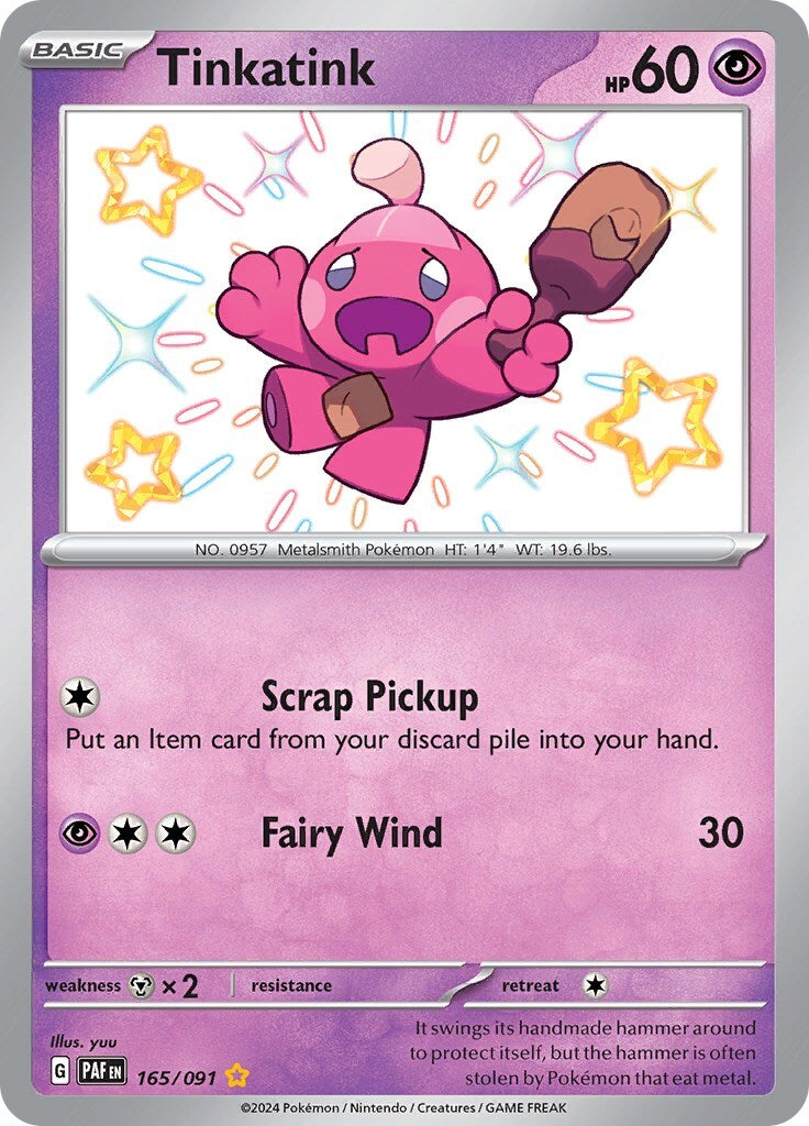‼️Tinkatink 165/091: Paldean Fates BABY SHINY GRADE 10! FAST SHIP~SHOOT OFFER💨