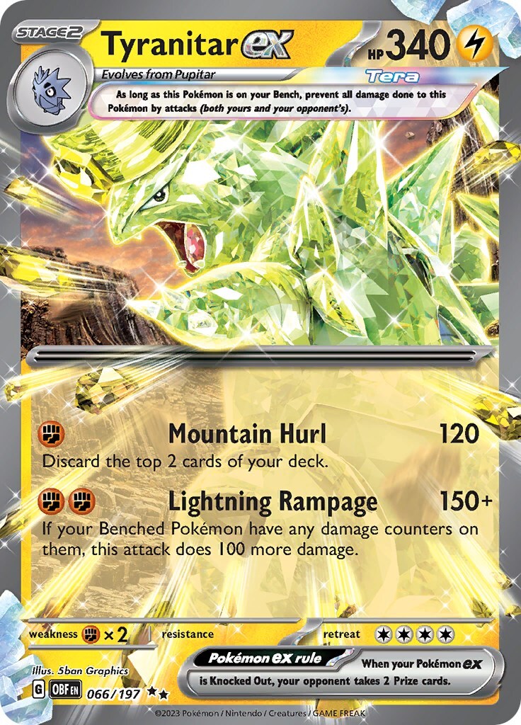 ‼️Pokemon Tyranitar ex 066/197: Obsidian Flames Holo GRADE 10! SHOOT OFFER!💨