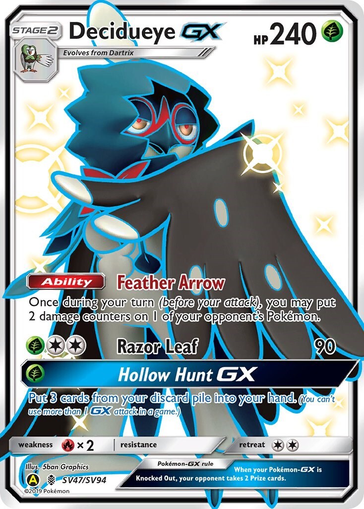 ‼️Decidueye GX SV47 Hidden Fates Shiny Vault GRADE 10 PRISTINE GOLD LABEL!💨