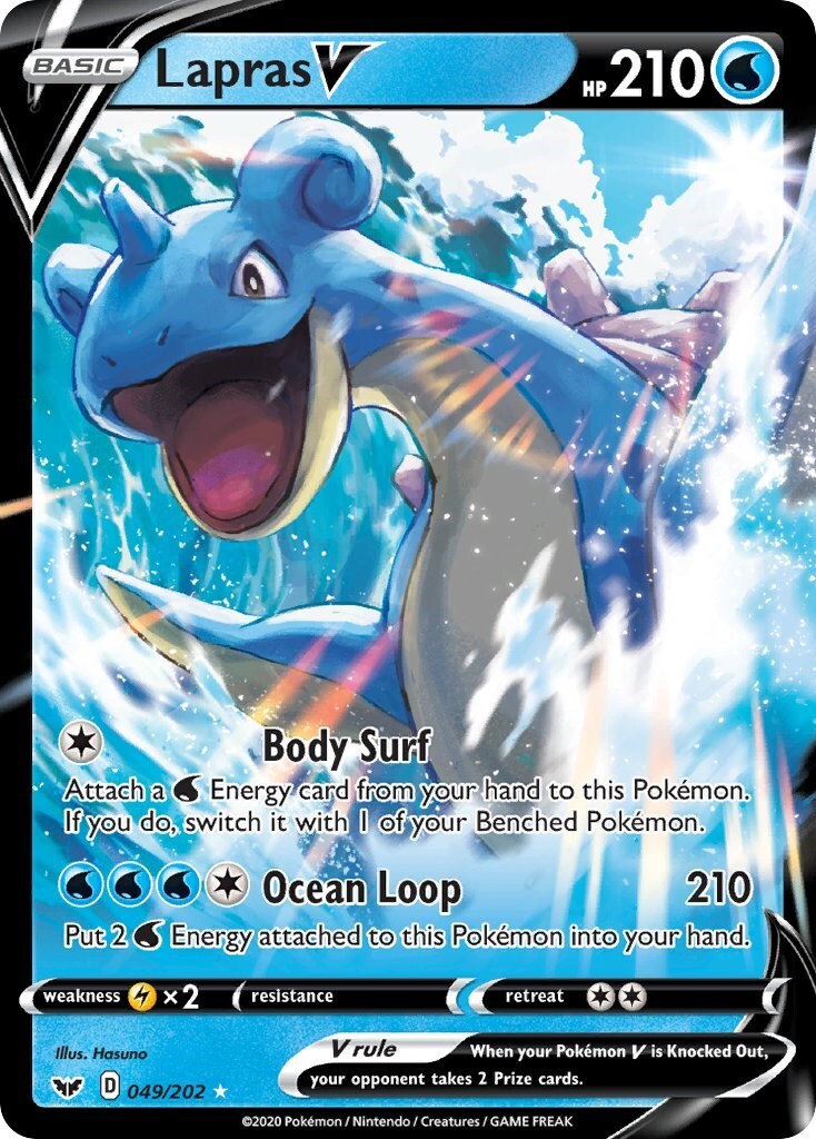 ‼️Pokemon Lapras V 049/202: Sword & Shield Holo CGC 10 PRISTINE GOLD LABEL TOP💨
