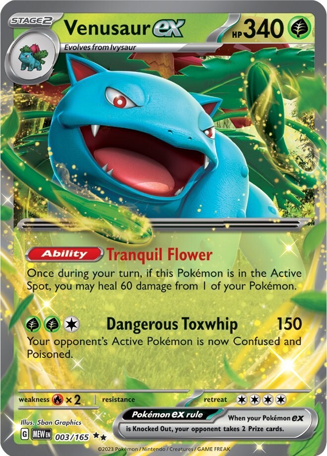 ‼️Pokemon Venusaur ex 003/165: Scarlet & Violet 151 Holo GRADE 9! FAST SHIP!💨