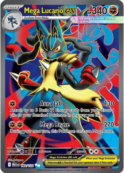 ‼️Mega Lucario ex 160/132: Mega Evolution TAG GRADE 10~FAST SHIP~SHOOT OFFER!💨