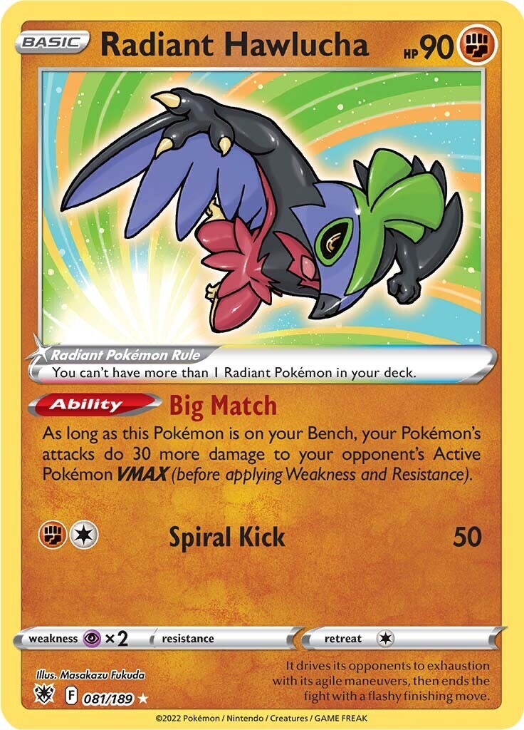 ‼️Pokemon Radiant Hawlucha 081/189: Astral Radiance Holo GRADE 10~SHOOT OFFER!💨