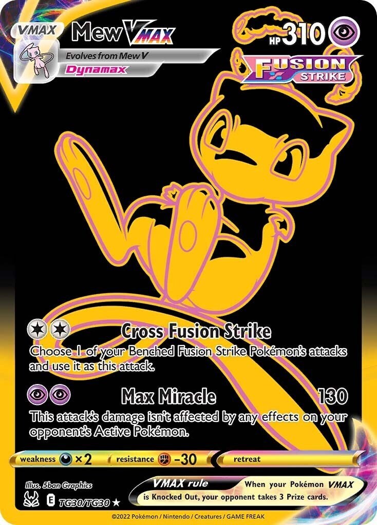 ‼️Mew VMAX (Secret) TG30/TG30: Lost Origin Trainer Gallery Holo~GRADE 9!💨