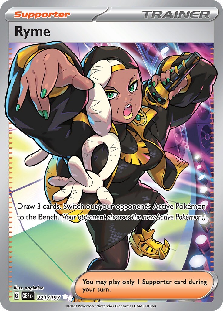 ‼️Pokemon Ryme 221/197: Obsidian Flames Holo GRADE 9! FAST SHIP~SHOOT OFFER💨