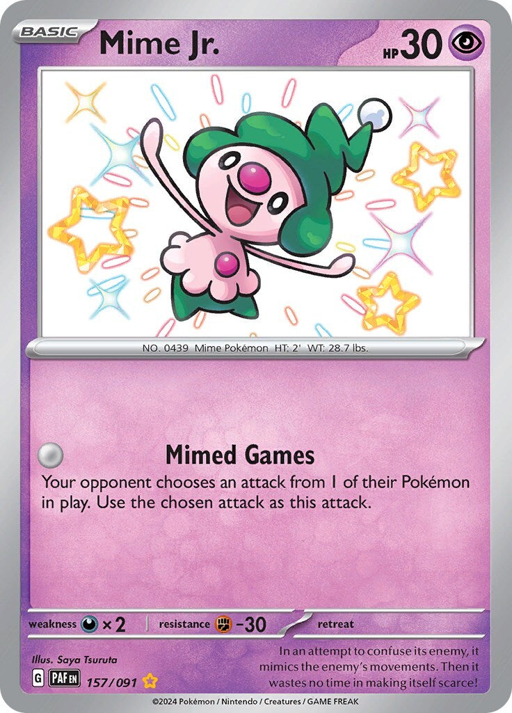 ‼️Pokemon Mime Jr. 157/091: Paldean Fates Holo GRADE 10! FAST SHIP~SHOOT OFFER💨