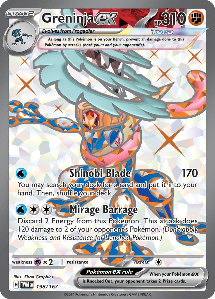 ‼️Greninja ex 198/167 Sv06: Twilight Masquerade Holo~GRADE 9.5! SHIPS SAME DAY💨