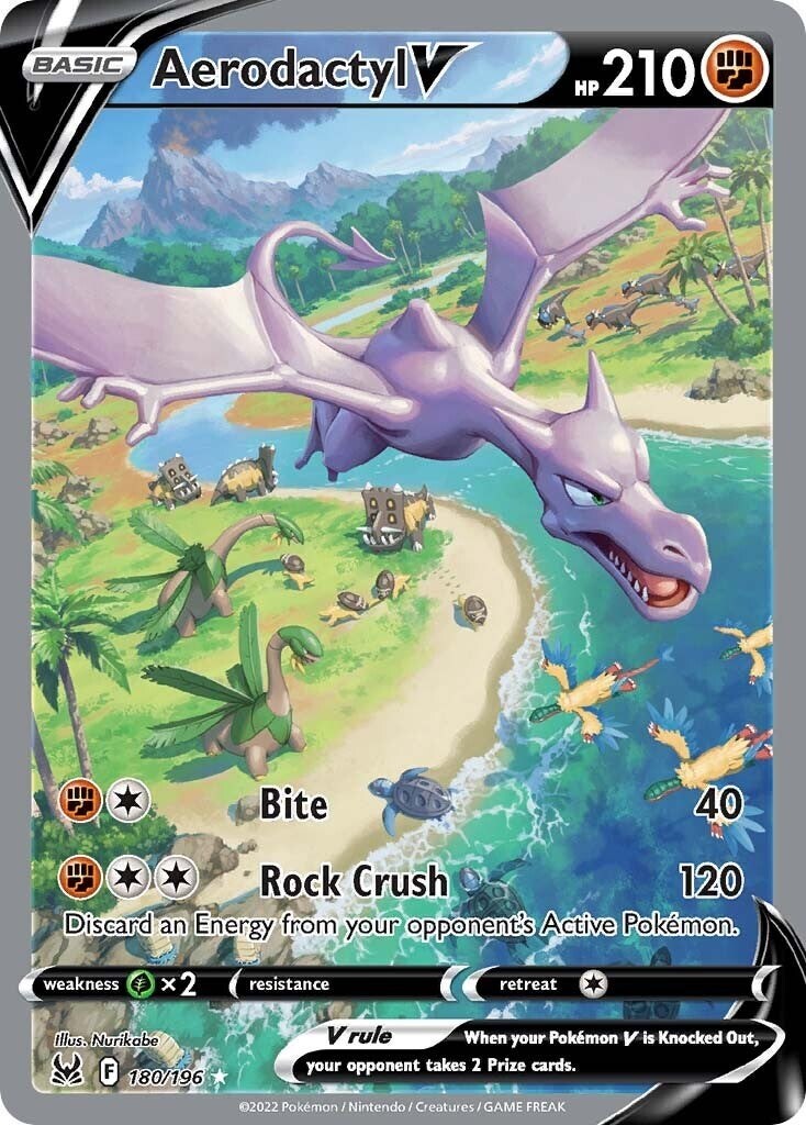 💜Pokemon Aerodactyl V~ 180/196 Lost Origin GRADE 10 PRISTINE GOLD LABEL!💨