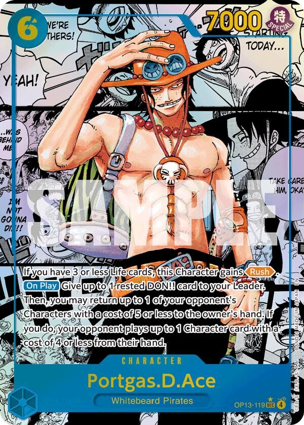 ‼️Portgas.D.Ace #119 Super Alternate Art OP13-119 Carrying On His Will PSA 10💨