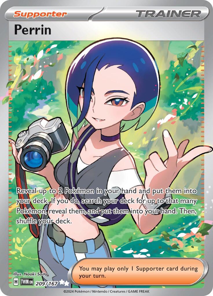 ‼️Pokemon Perrin 209/167: Twilight Masquerade Holo GRADE 8! SAME DAY SHIP!💨