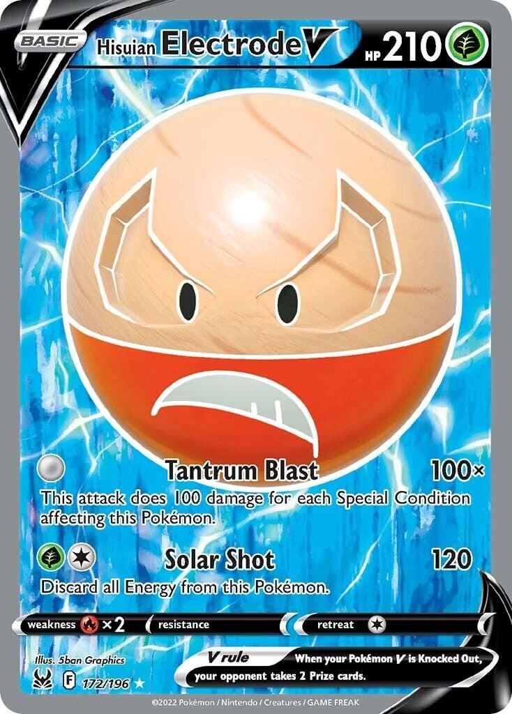 🚨Hisuian Electrode V #172 Lost Origin Holo GRADE 10 PRISTINE GOLD LABEL POP 1💨