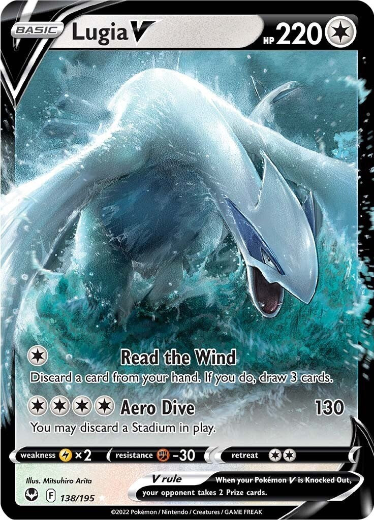 ‼️Pokemon Lugia V 138/195~Sword & Shield - Silver Tempest Holo GRADE 8~FAST SHIP