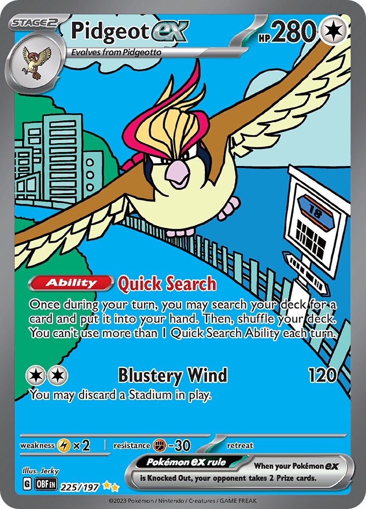 🕊️ Pidgeot ex 225/197: Obsidian Flames Holo PSA GRADE 9! SHIPS SAME DAY FAST!💨