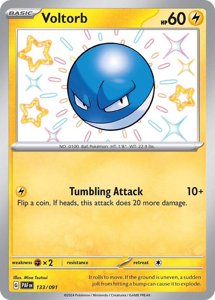 ‼️Pokemon Voltorb 133/091: Paldean Fates Holo GRADE 10! FAST SHIP~SHOOT OFFER💨