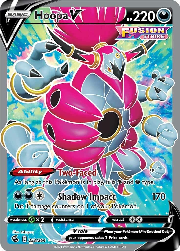 ‼️Pokemon Hoopa V Full Art 253/264: Fusion Strike Holo GRADE 9! SAME SAY SHIP💨