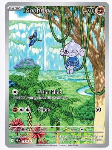 ‼️Pokemon Meditite 153/142: Stellar Crown Holo GRADE 10~FAST SHIP~SHOOT OFFER!💨