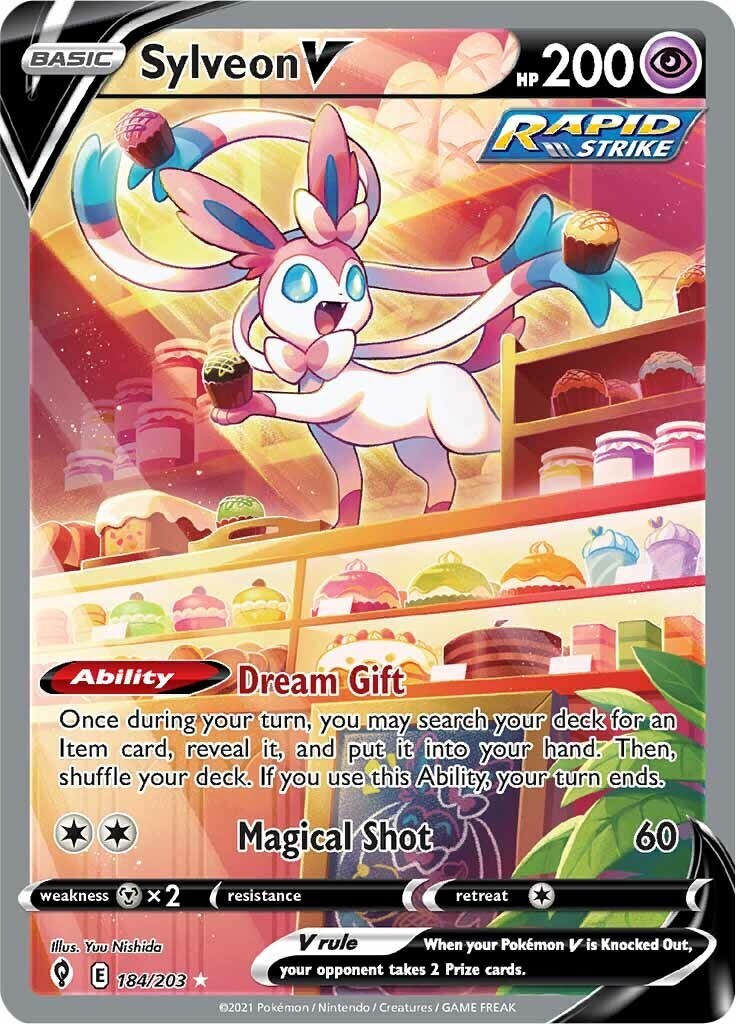 ‼️Sylveon V Pokémon (2021) Evolving Skies - 184/203 Ultra Rare - Holo GRADE 10💨