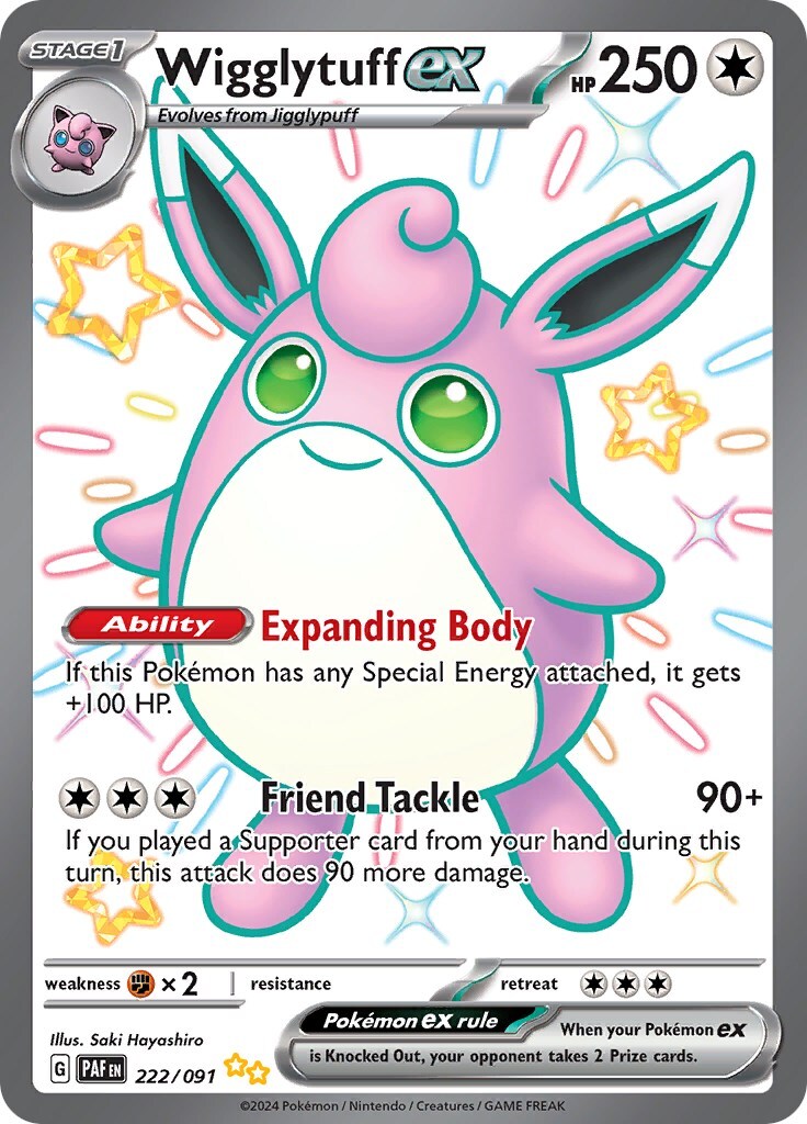 ‼️Pokemon Wigglytuff ex 222/09: Paldean Fates Holo GRADE 9.5~SHOOT OFFER💨