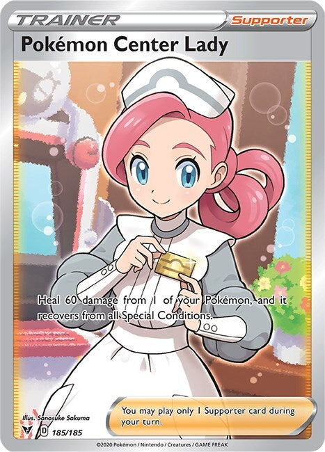‼️Pokemon Center Lady (Full Art) 185 Vivid Voltage Holo GRADE 8.5! SHOOT OFFER💨