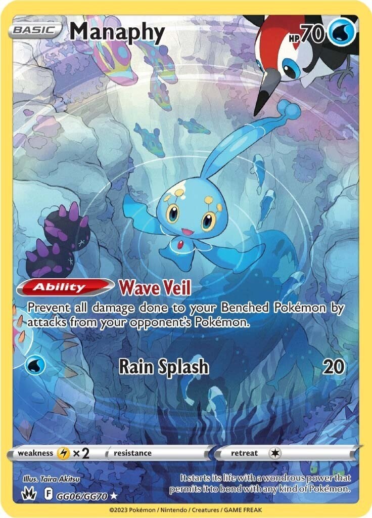 ‼️Pokemon Manaphy GG06/GG70 Crown Zenith: Galarian Gallery Holo GRADE 10!💨