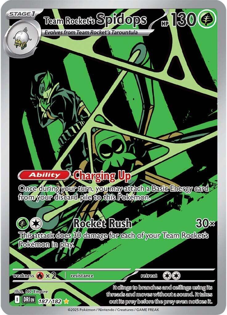 ‼️Team Rocket's Spidops 187/182 Sv10: Destined Rivals Holo GRADE 9! SHIPS FAST💨