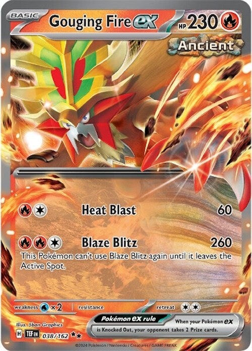 ‼️Pokemon Gouging Fire ex 038/162: Temporal Forces Holo GRADE 10! SHOOT OFFER!💨